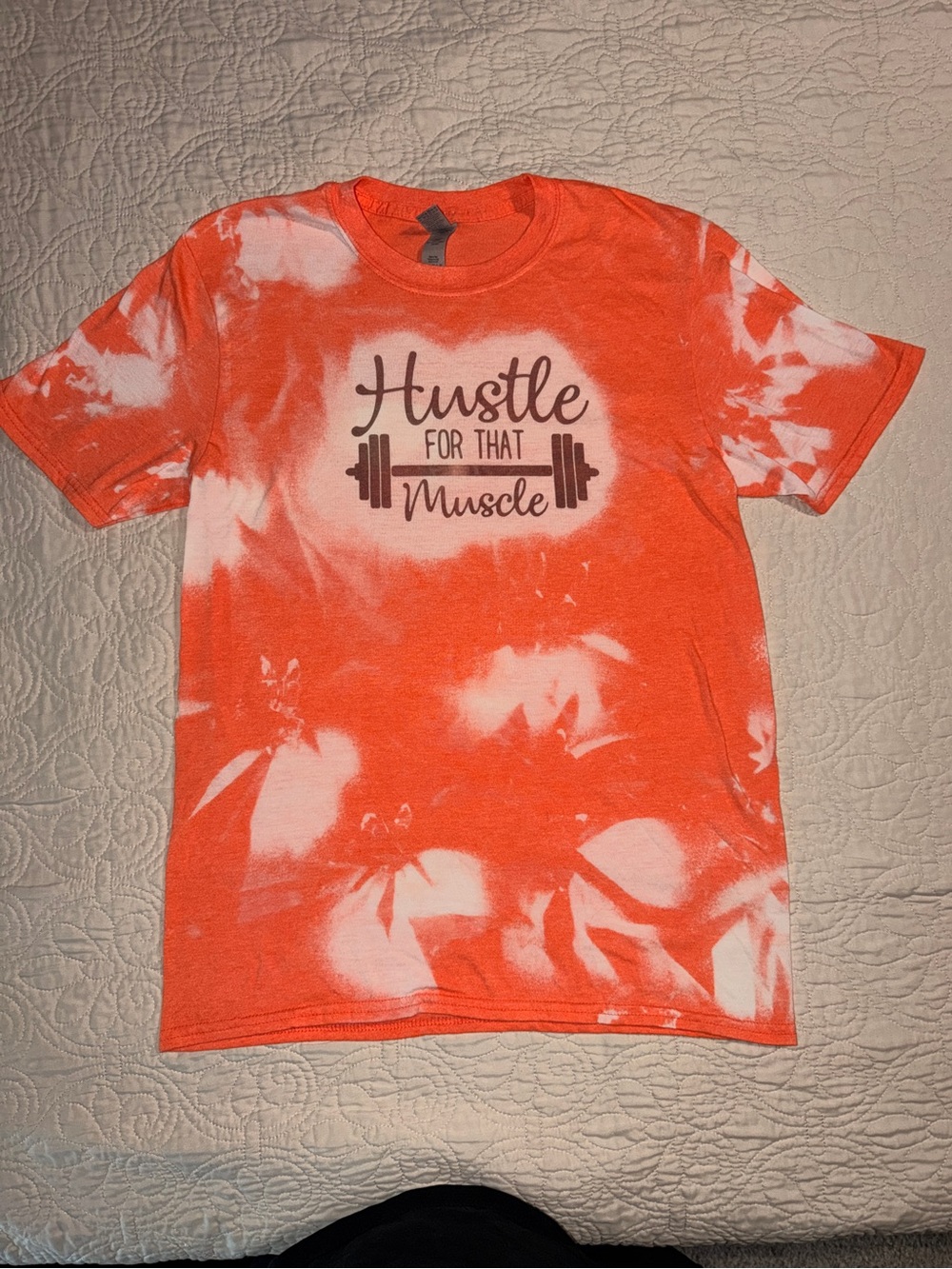 Gildan Orange and White Tie-Dye Graphic Tee